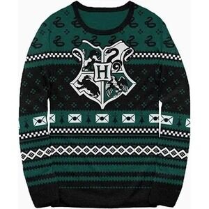 Adult Unisex Harry Potter Movie Slytherin Logo Ugly Christmas‎ Sweater Size XL